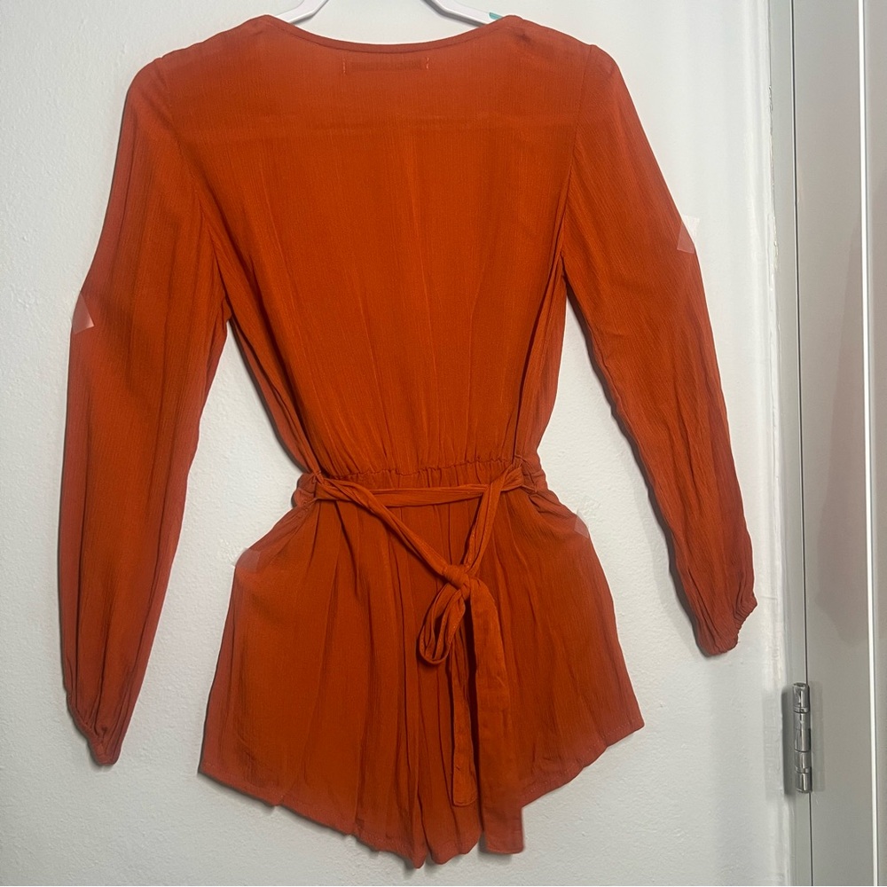 Rust Deep V Romper - Picture 2 of 8
